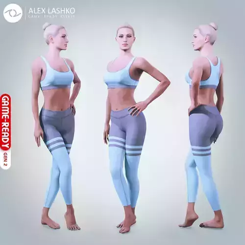 Female Character - Lea - Fitness Low-poly 3D model