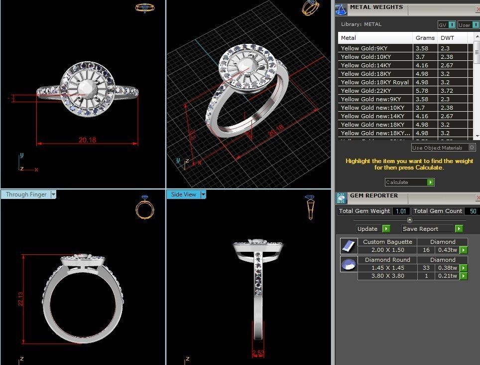 Women cocktail ring 3dm render detail 3D print model_9