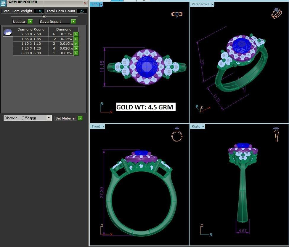 Women solitaire ring 3dm render detail 3D print model_18