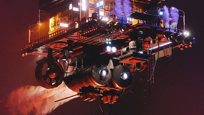 Cyberpunk Flying Apartment 3D model 4
