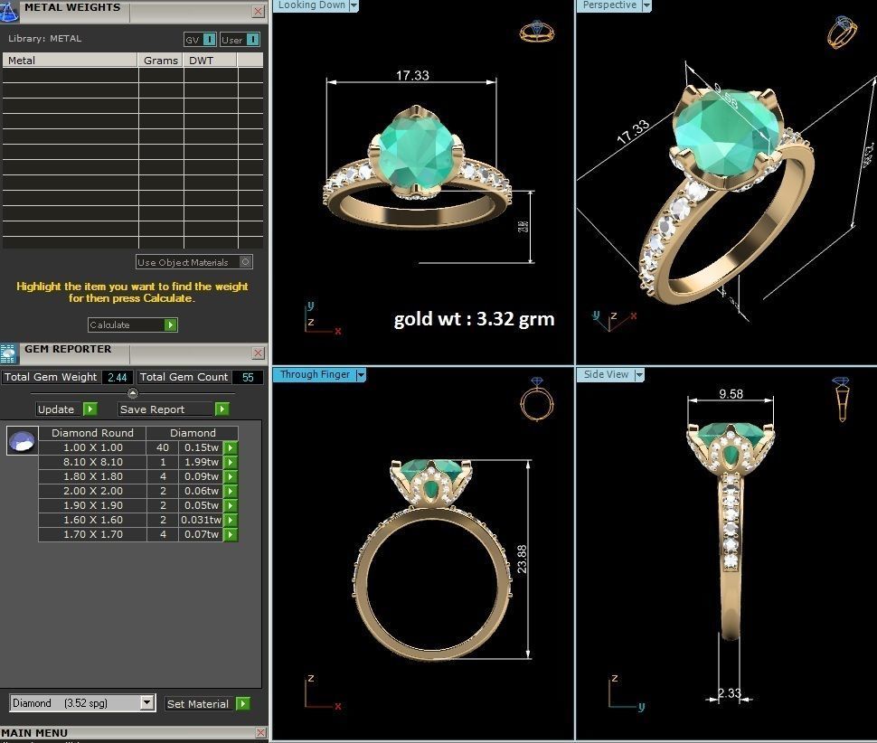 Women solitaire ring 3dm render detail 3D print model_9