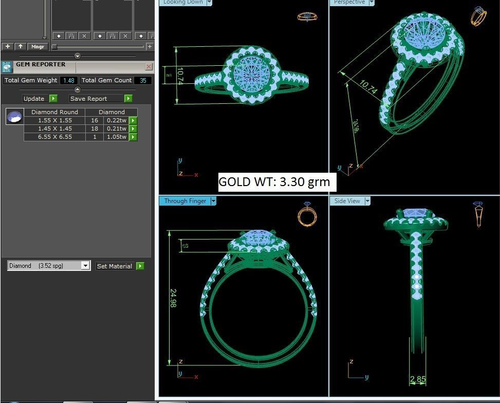 Women solitaire ring 3dm render detail 3D print model_6