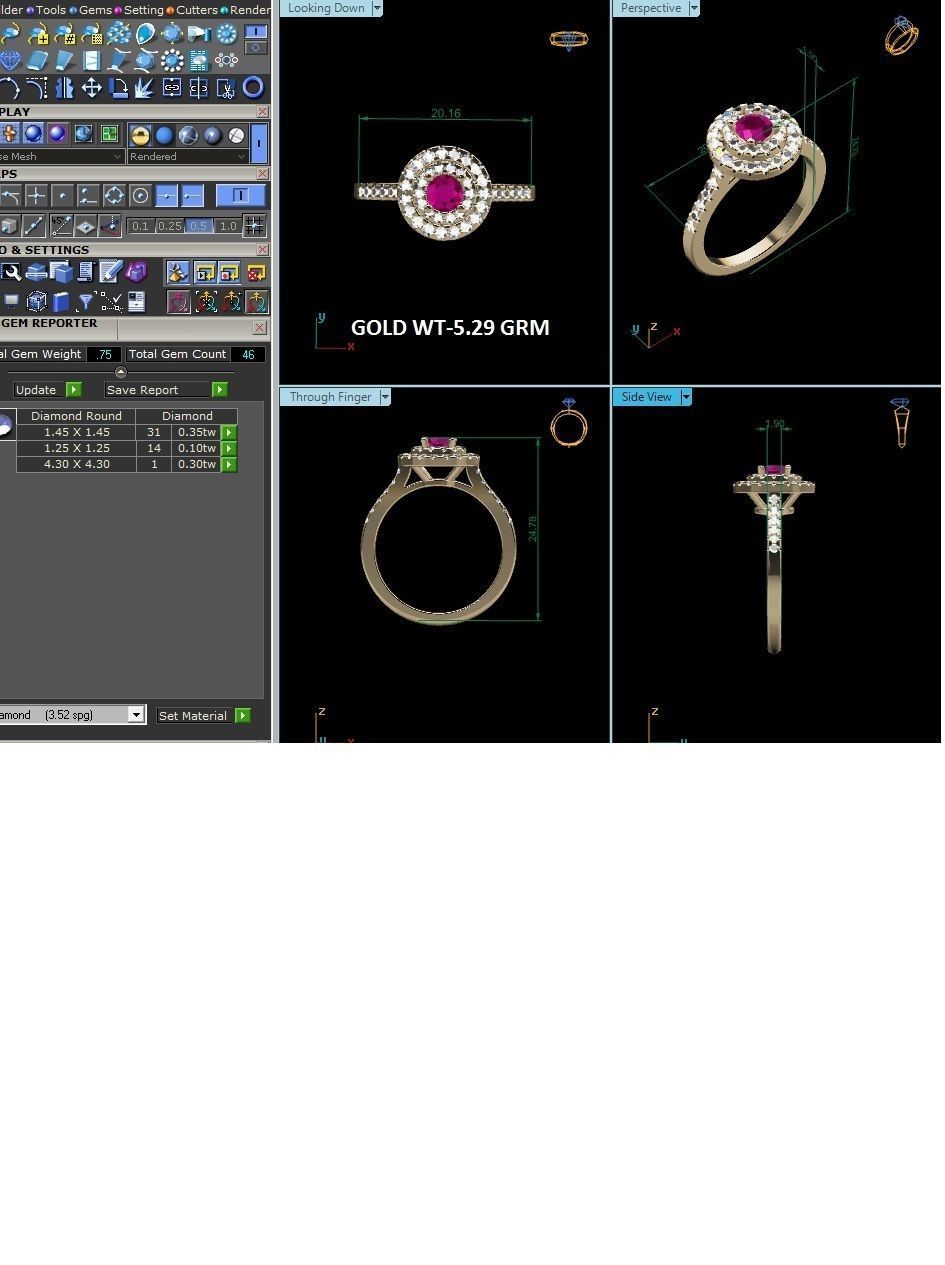 Women solitaire ring 3dm render detail 3D print model_6
