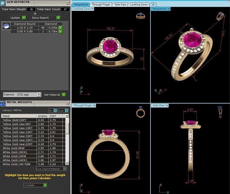 Women solitaire ring 3dm render detail 3D print model_9