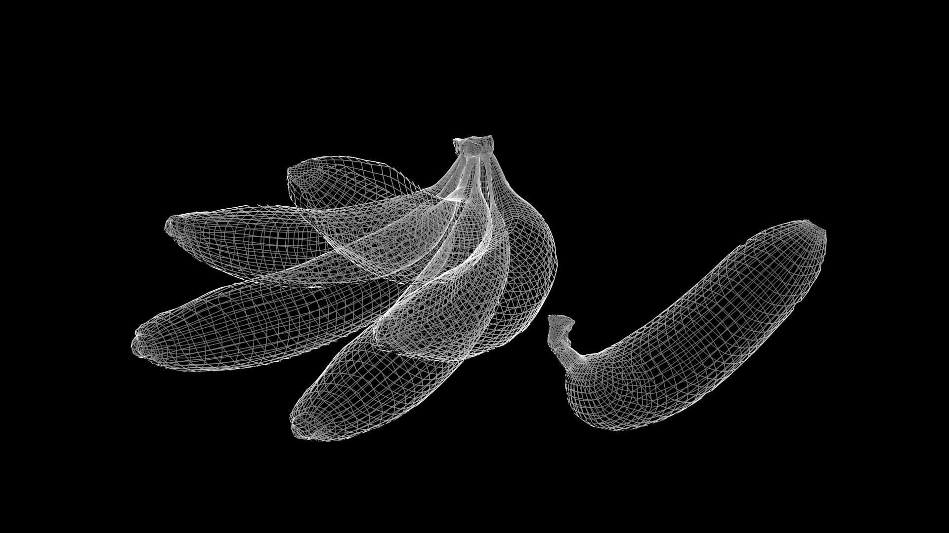 Banana bunch Low-poly 3D model_7