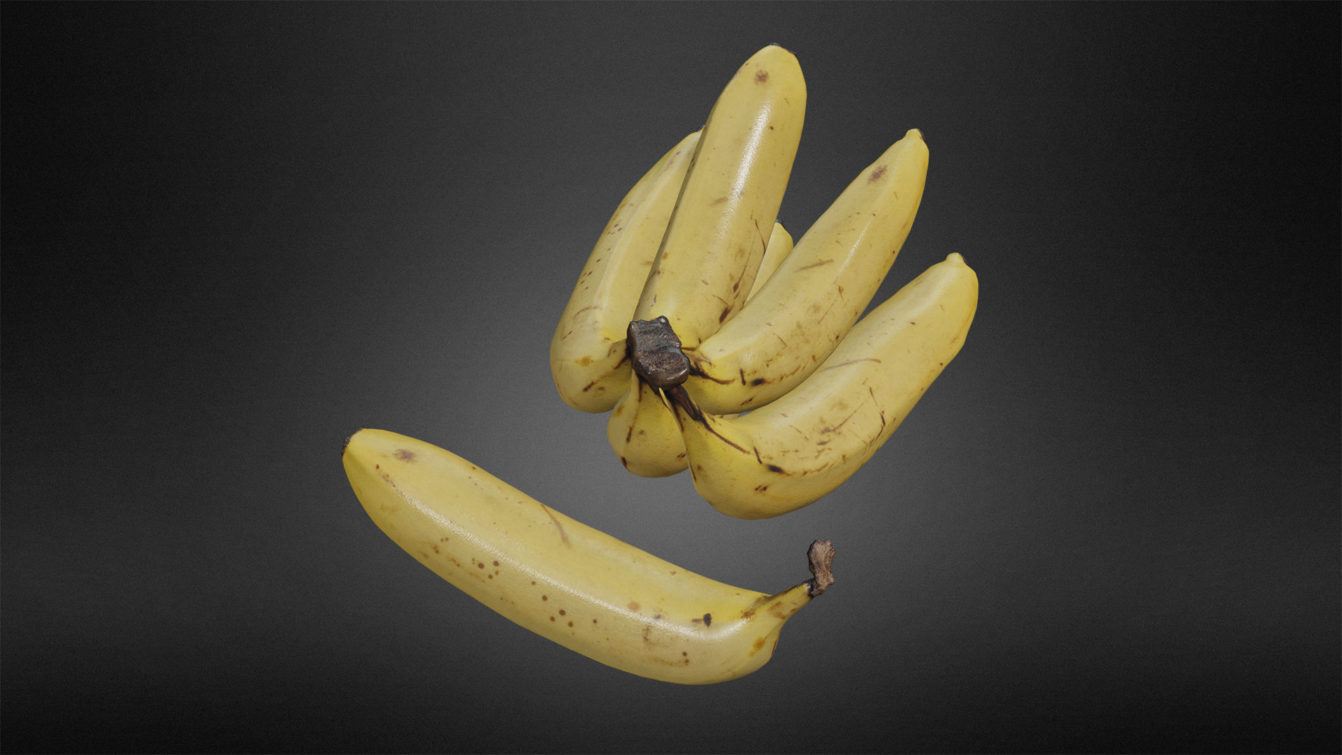 Banana bunch Low-poly 3D model_1