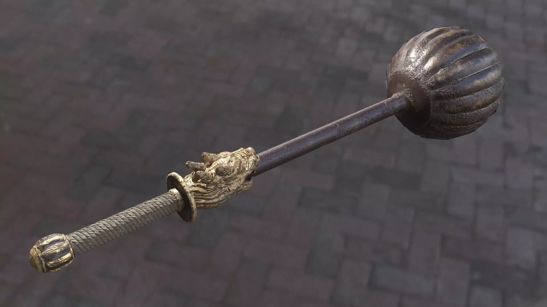 Chinese warhammer Low-poly 3D model_0