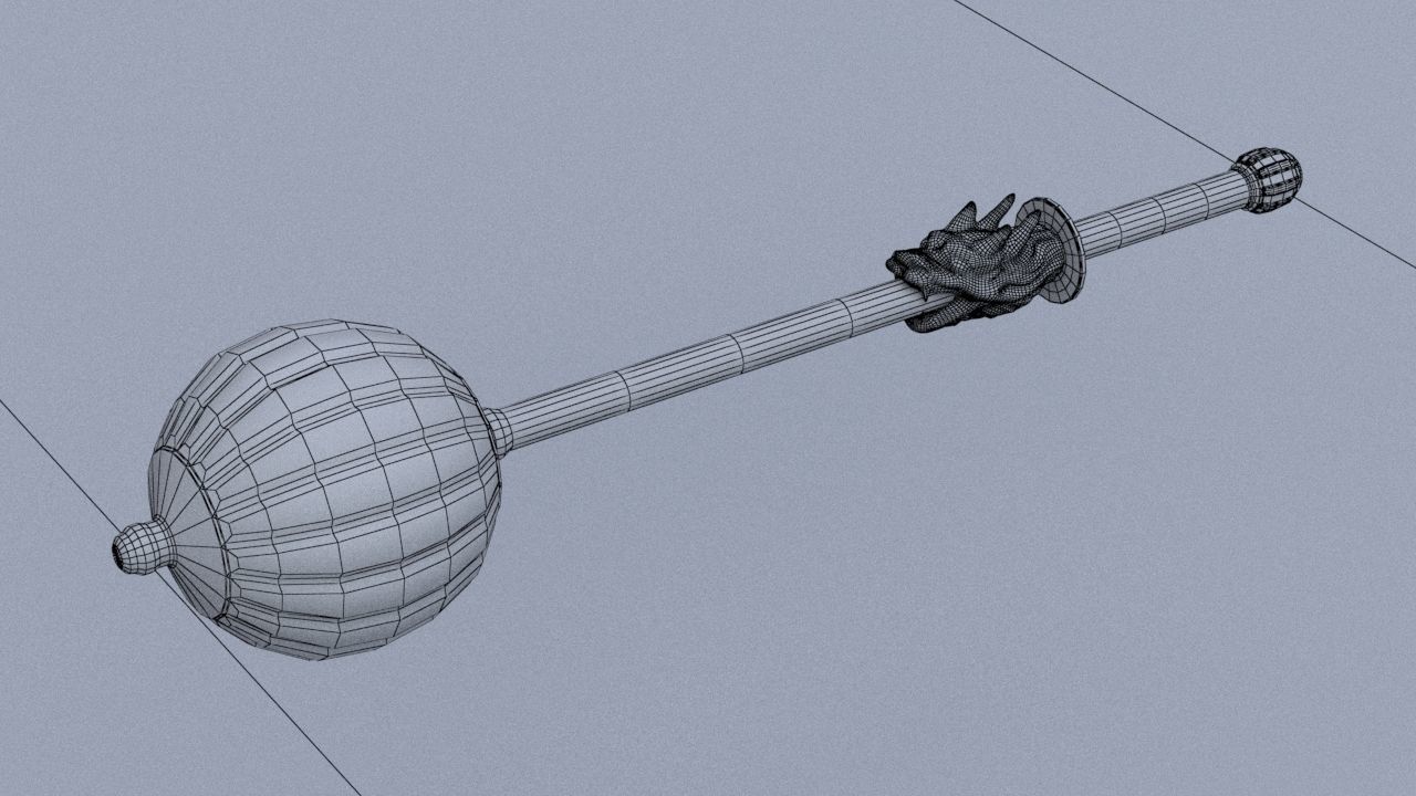 Chinese warhammer Low-poly 3D model_5