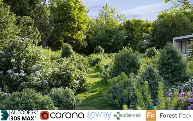 Mediterranean garden plants - Include GrowFX and Mesh file  3D model