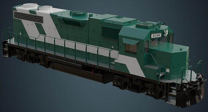 Locomotive 2A Low-poly 3D model 2