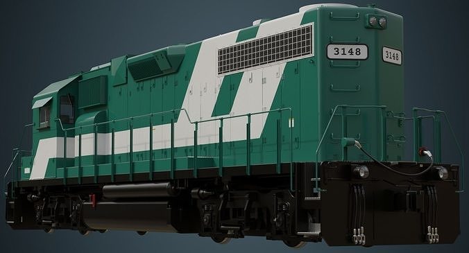 Locomotive 2A Low-poly 3D model 4