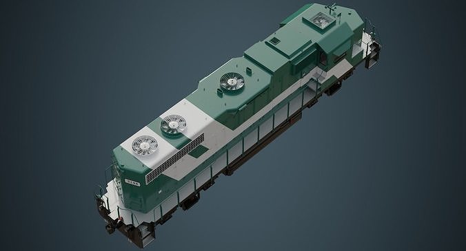Locomotive 2A Low-poly 3D model 3