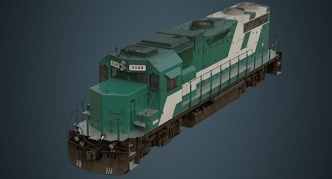 Locomotive 2B Low-poly 3D model