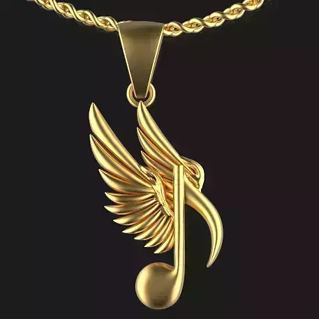 Musical Note Necklace pendant Silver Gold  Print