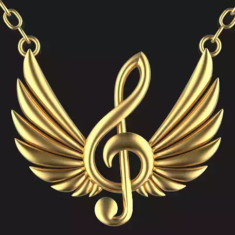 Musical Note Necklace pendant Silver Gold  Print