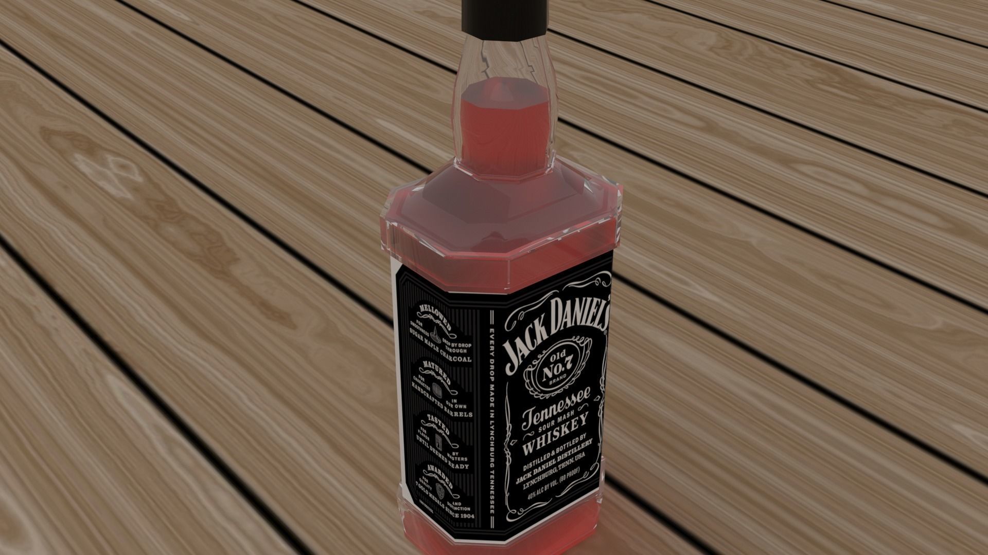 Whiskey Bottle with Vray  Free low-poly 3D model_1