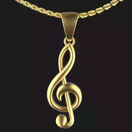 Musical Note Necklace pendant Silver Gold  Print