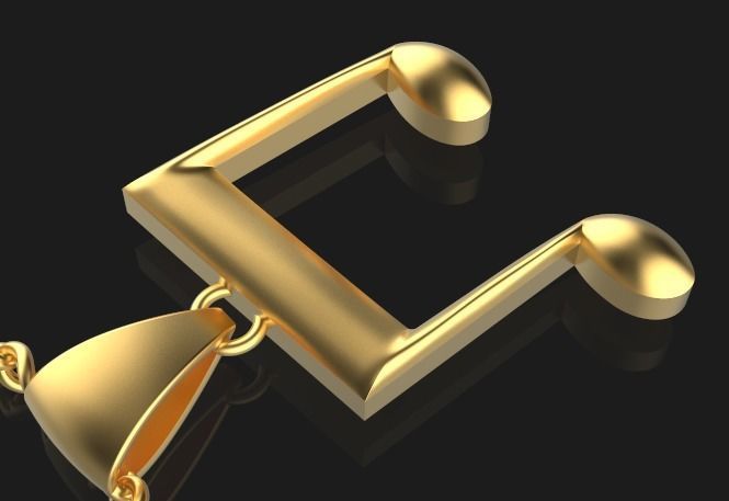 Musical Note Necklace pendant 3D print model_3