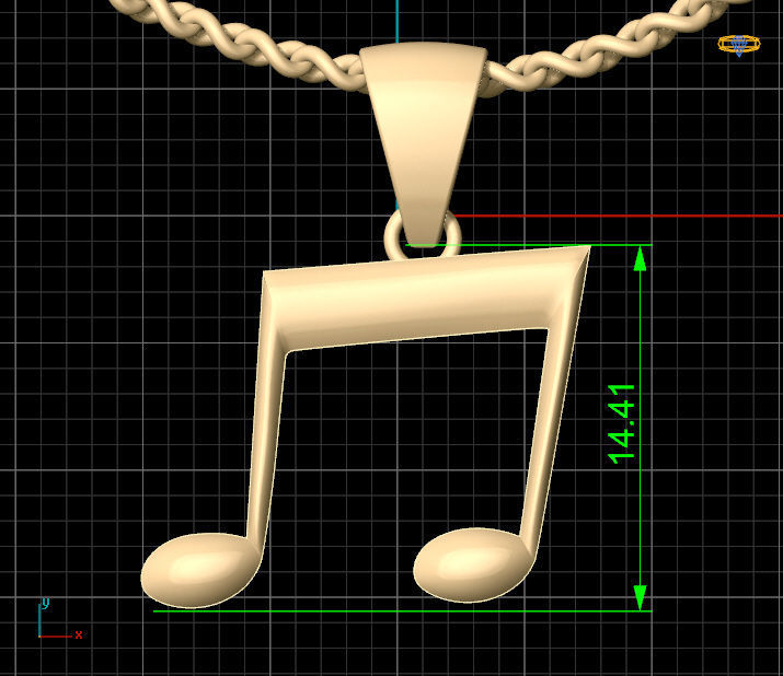 Musical Note Necklace pendant 3D print model_4