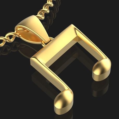 Musical Note Necklace pendant 3D print model_1