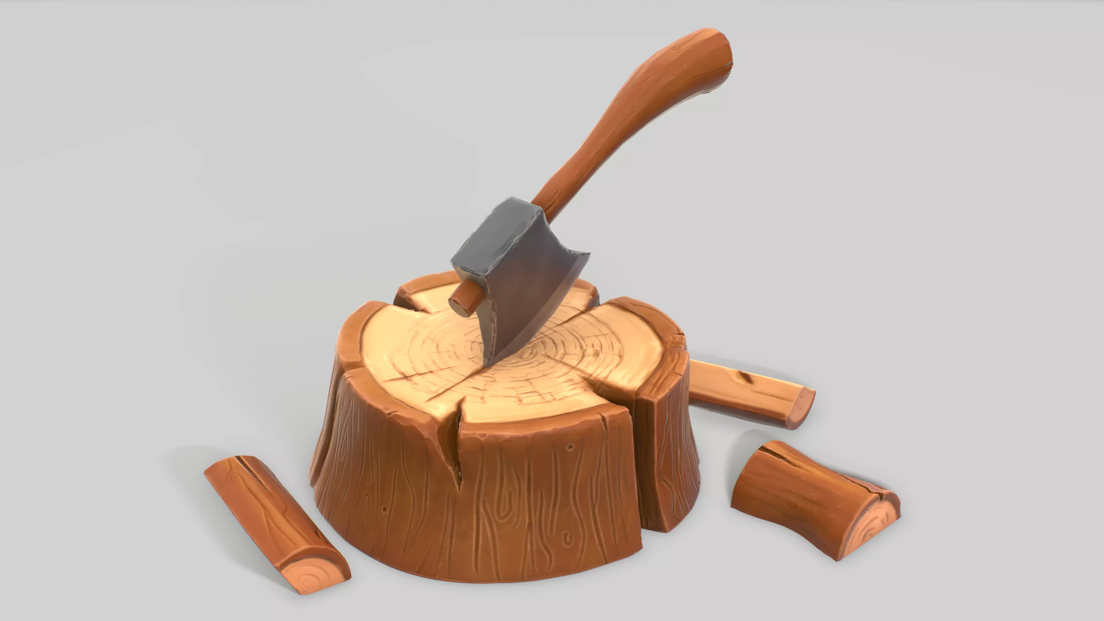 Stylized Tree Stump Low-poly 3D model_0