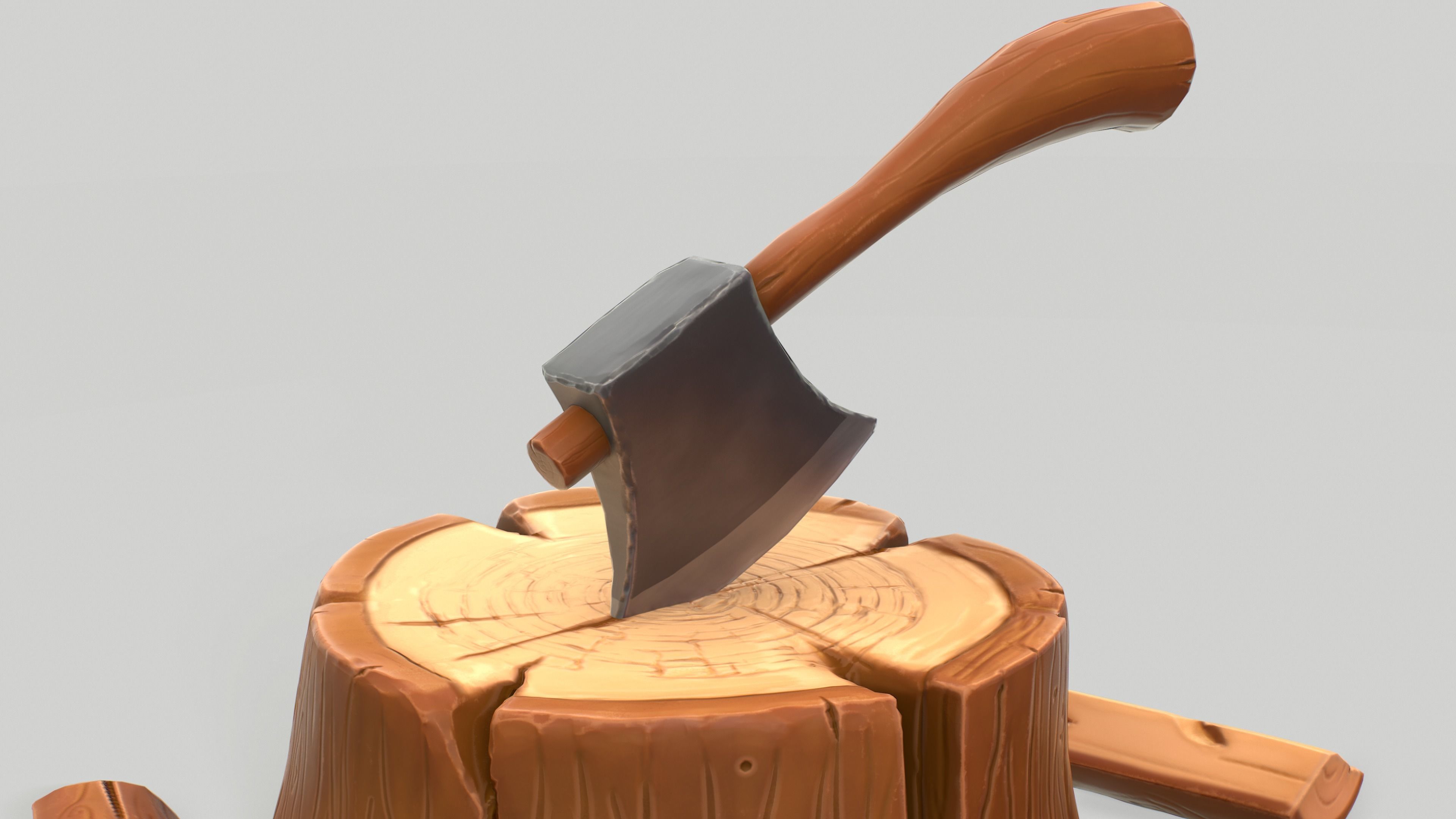 Stylized Tree Stump Low-poly 3D model_9