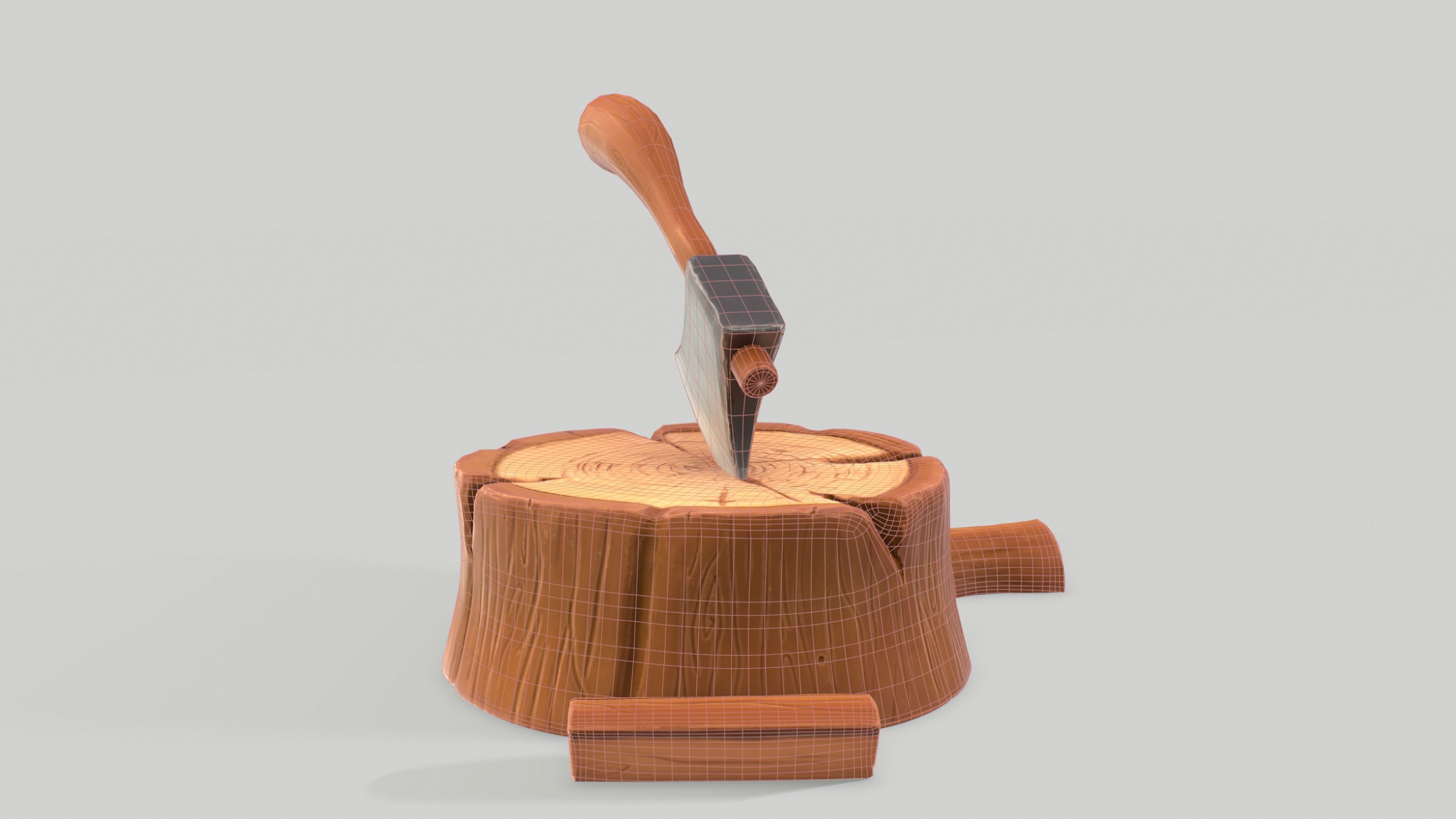 Stylized Tree Stump Low-poly 3D model_8