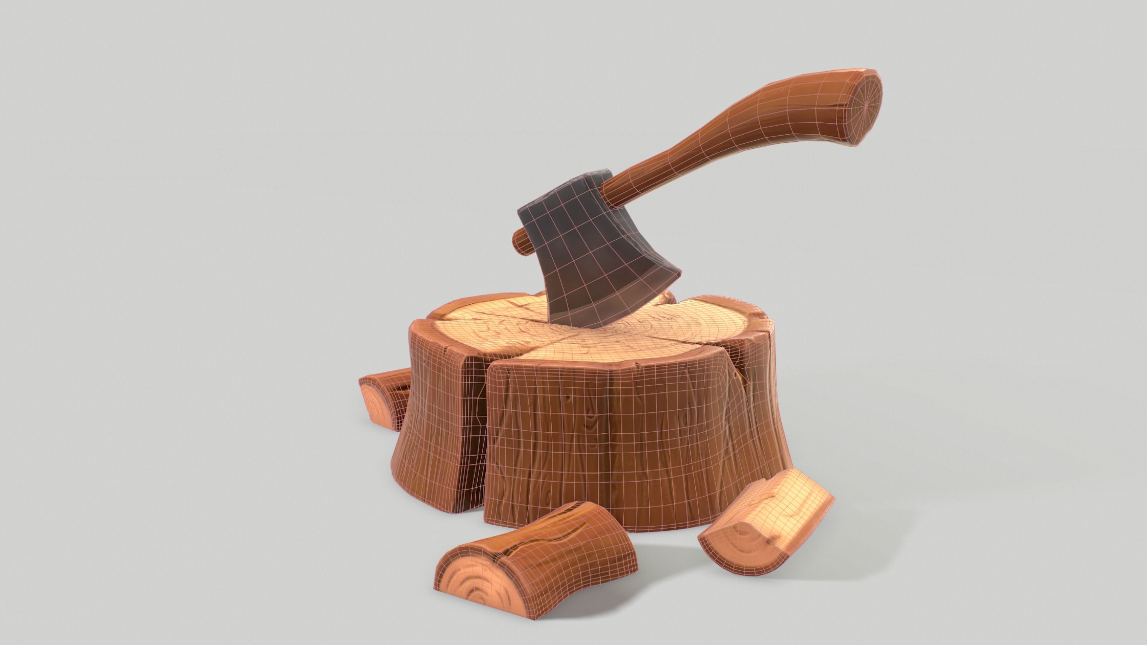 Stylized Tree Stump Low-poly 3D model_4