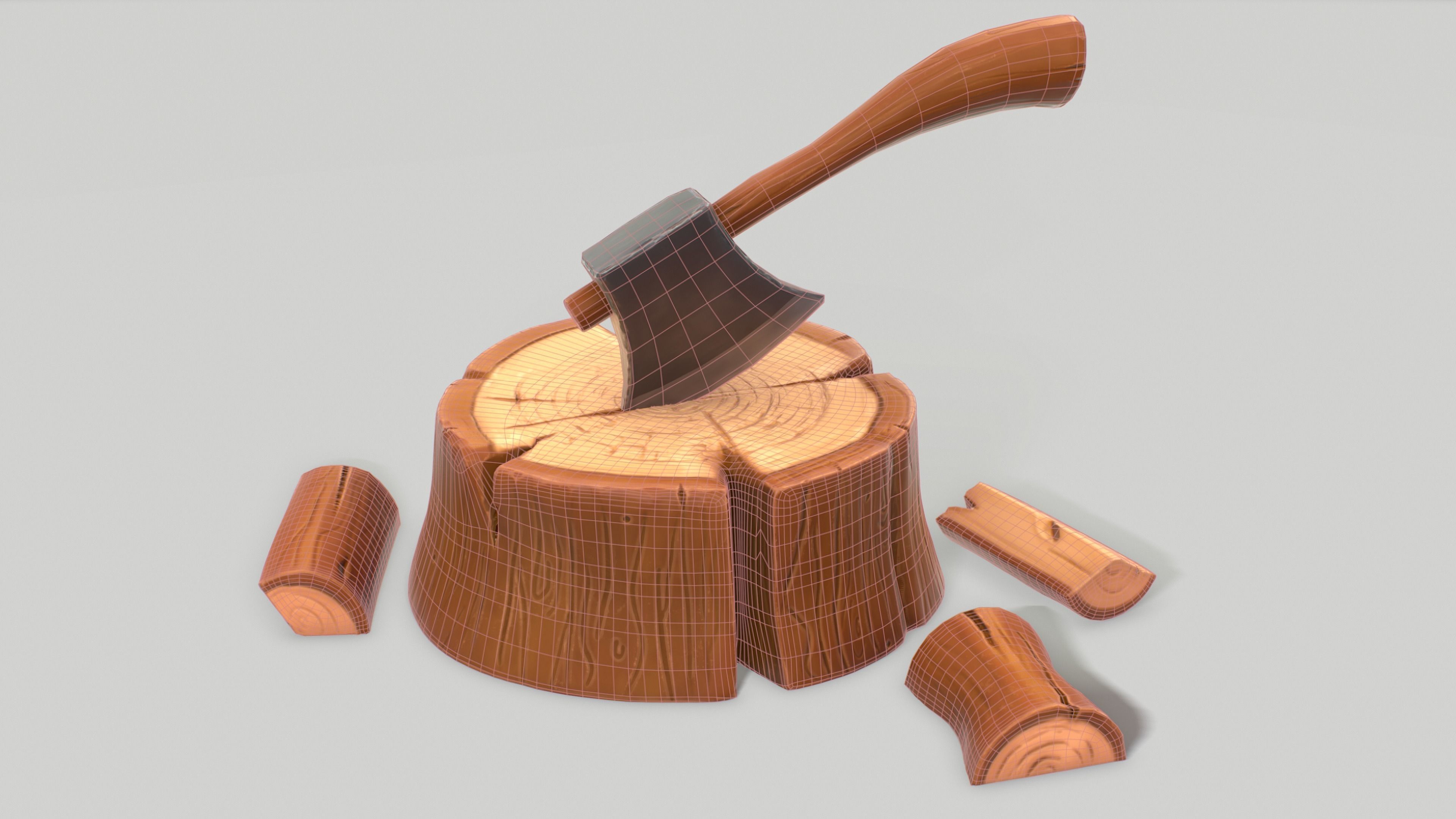 Stylized Tree Stump Low-poly 3D model_6