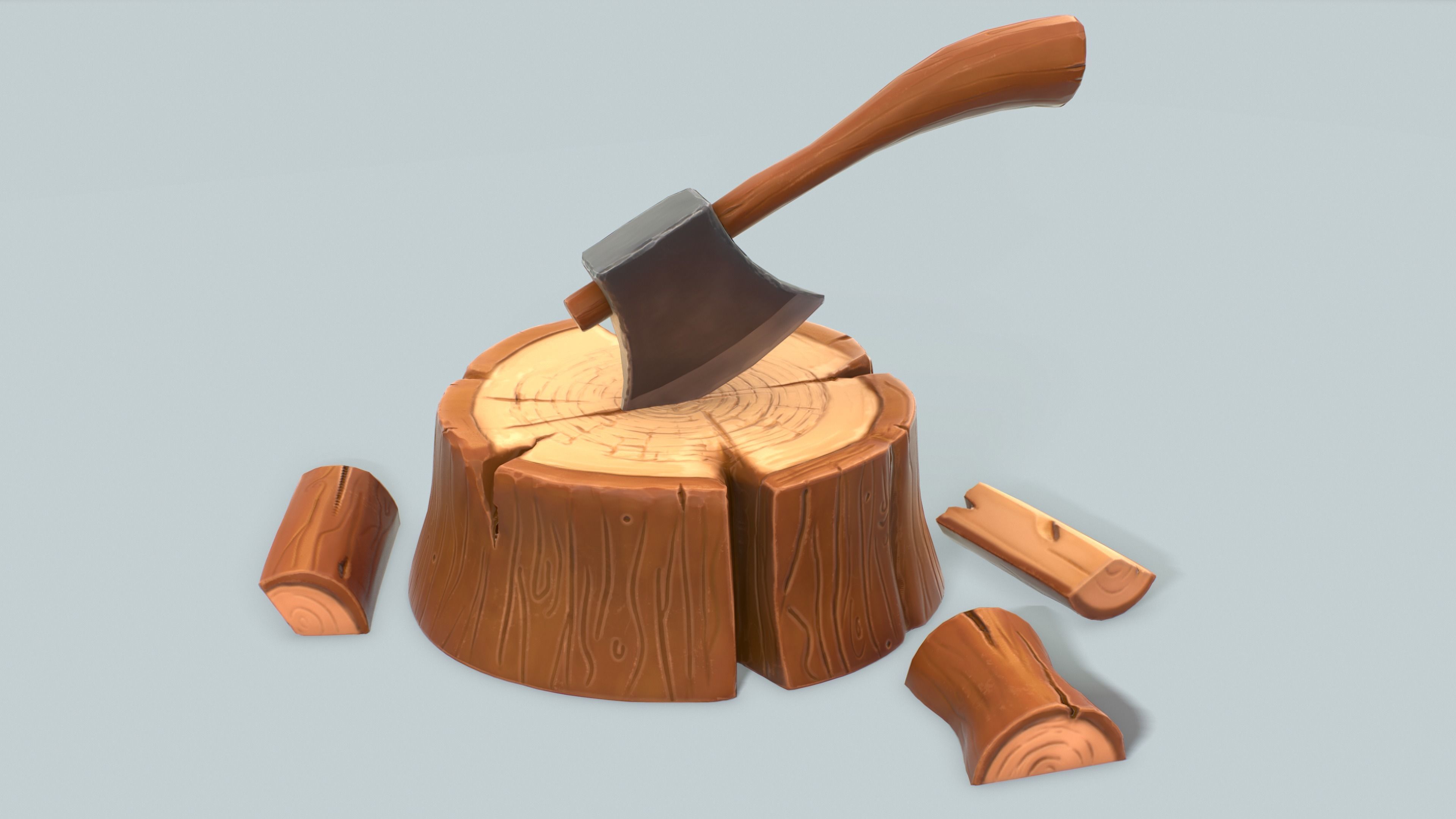 Stylized Tree Stump Low-poly 3D model_5