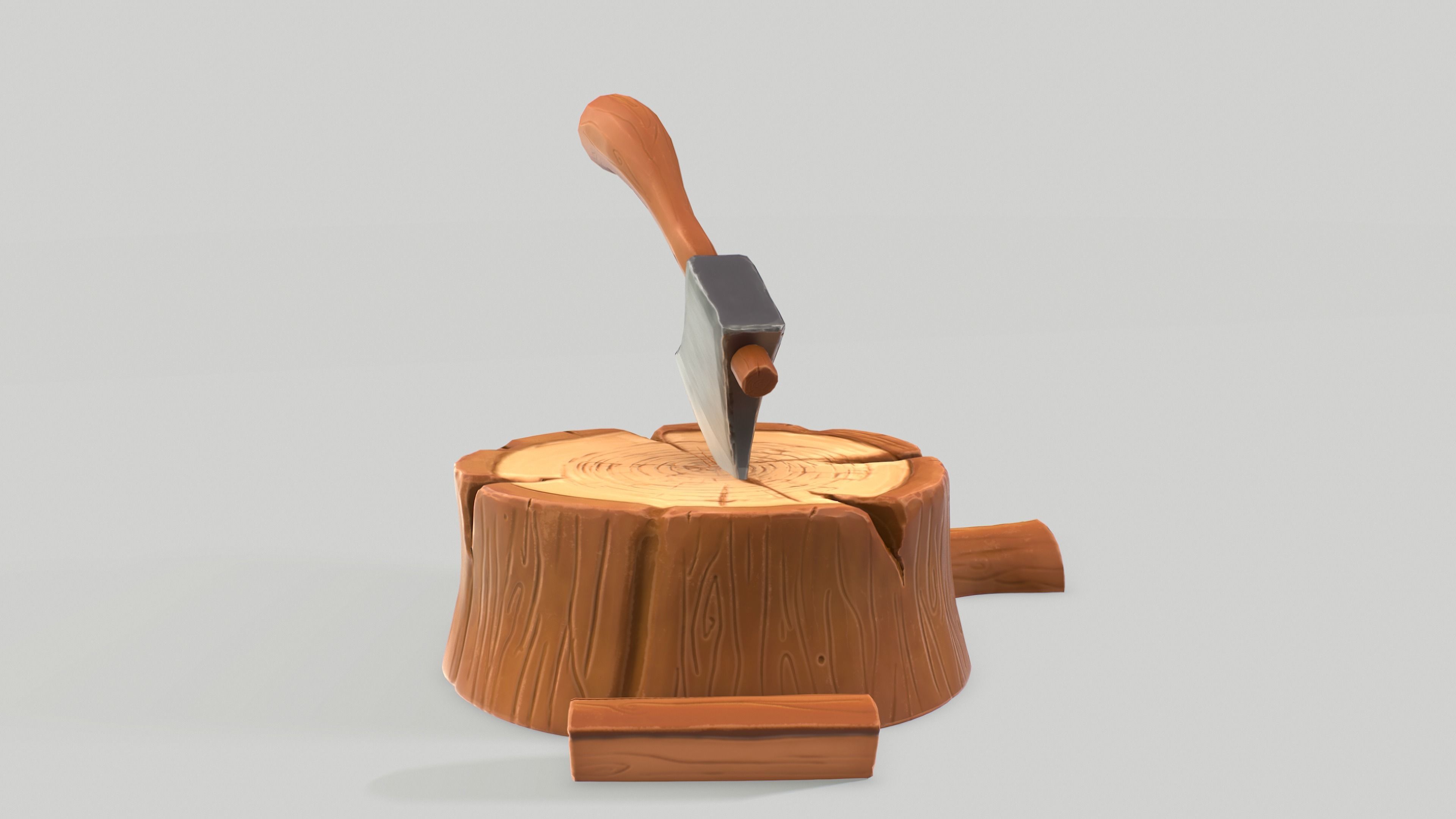 Stylized Tree Stump Low-poly 3D model_7