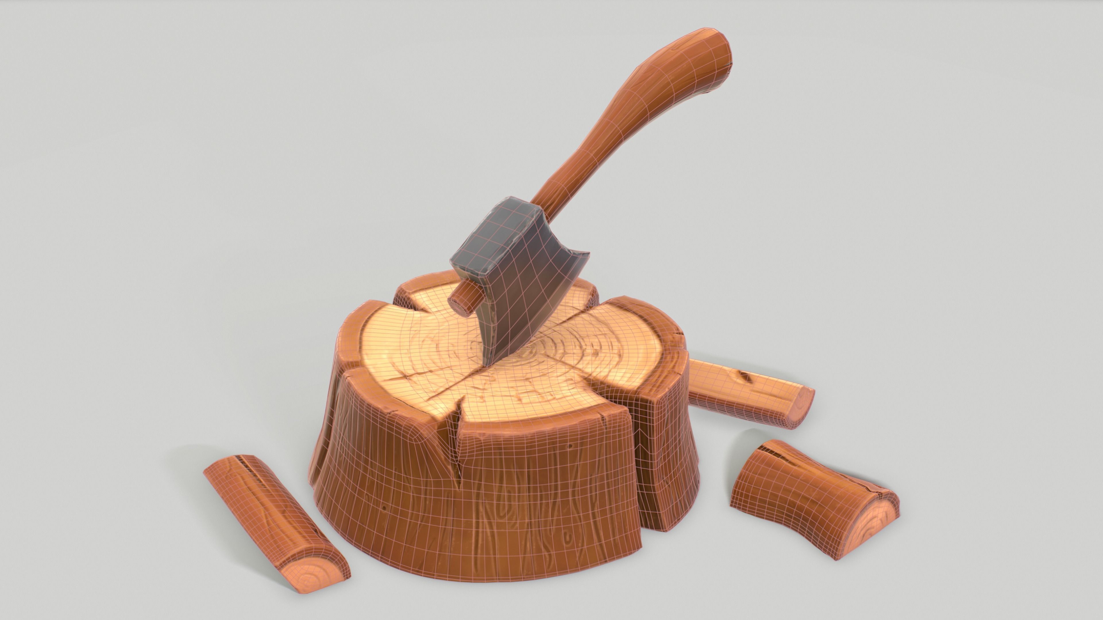 Stylized Tree Stump Low-poly 3D model_2
