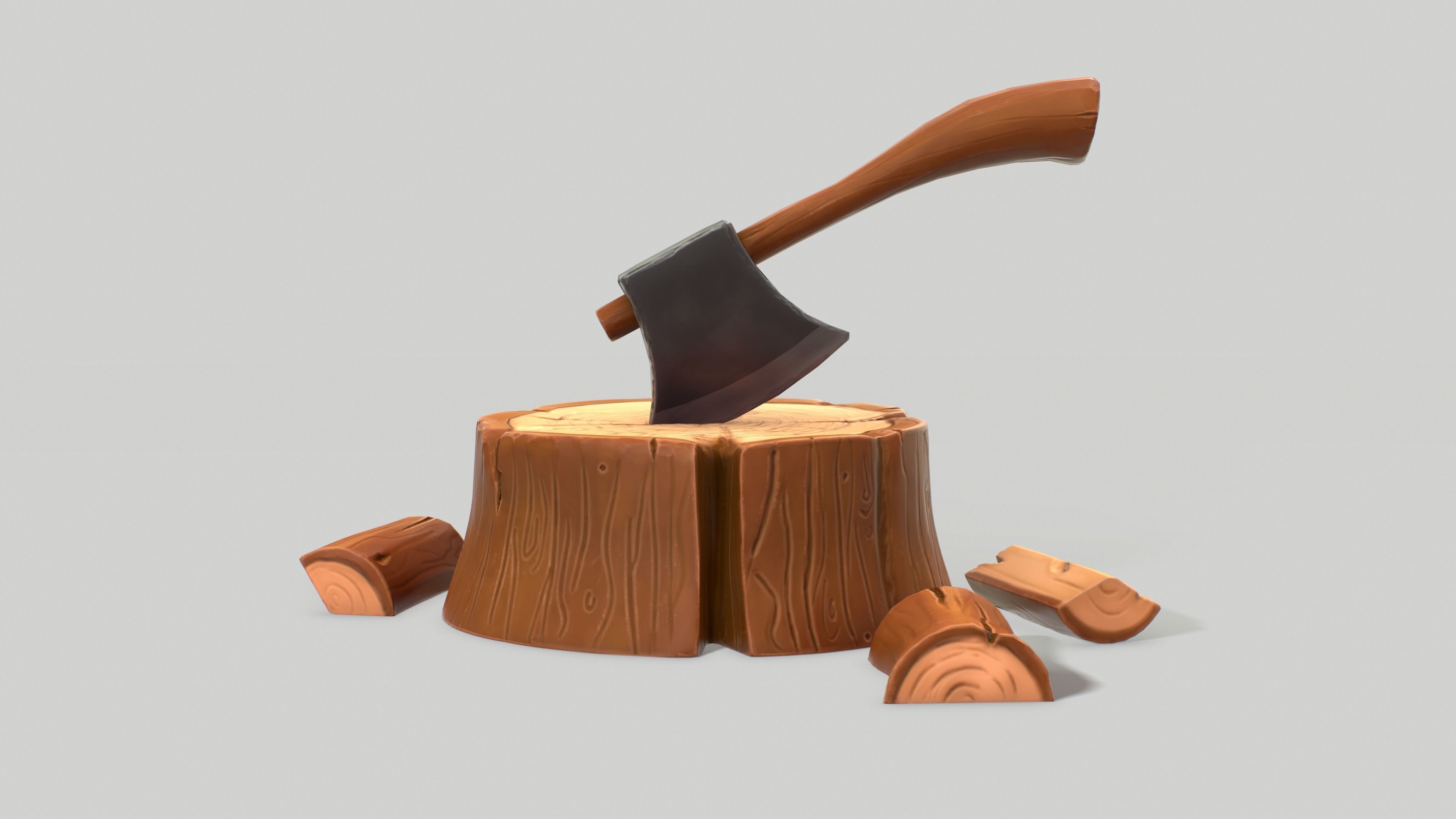 Stylized Tree Stump Low-poly 3D model_11