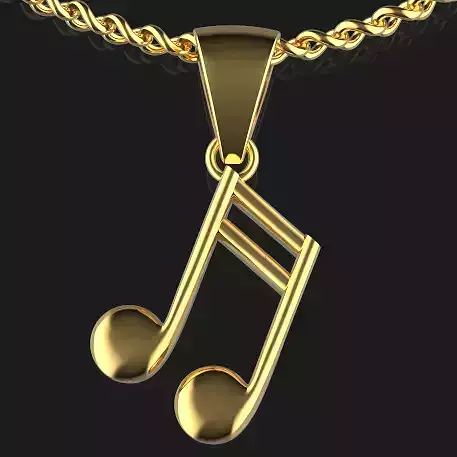 Musical Note Necklace pendant Silver Gold  Print