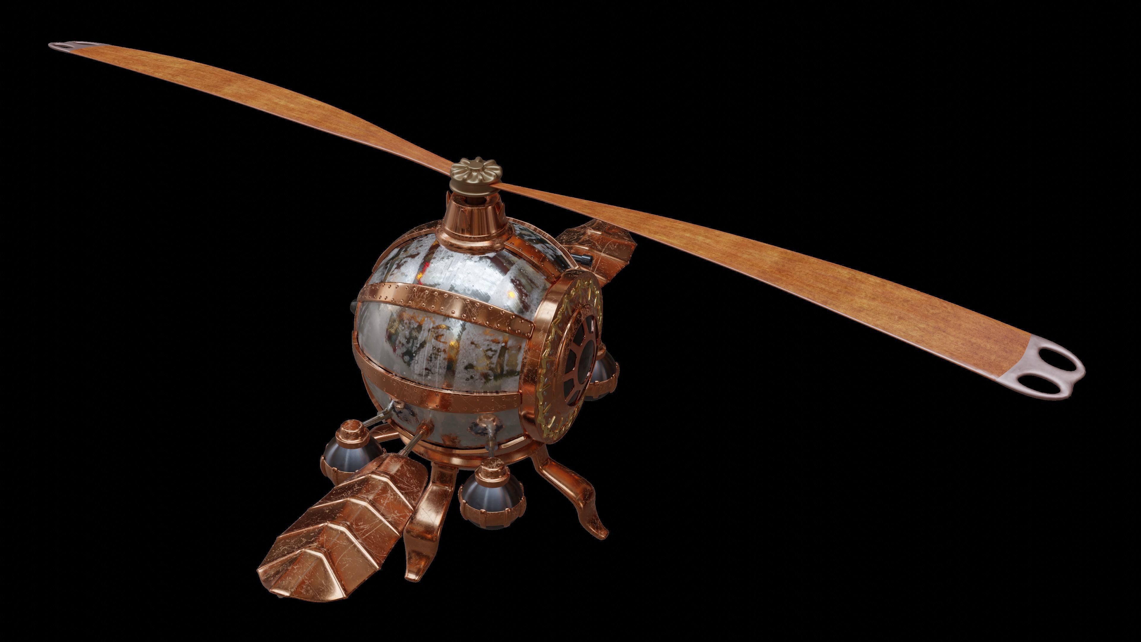3D Steampunk Helicopter 3D model_4