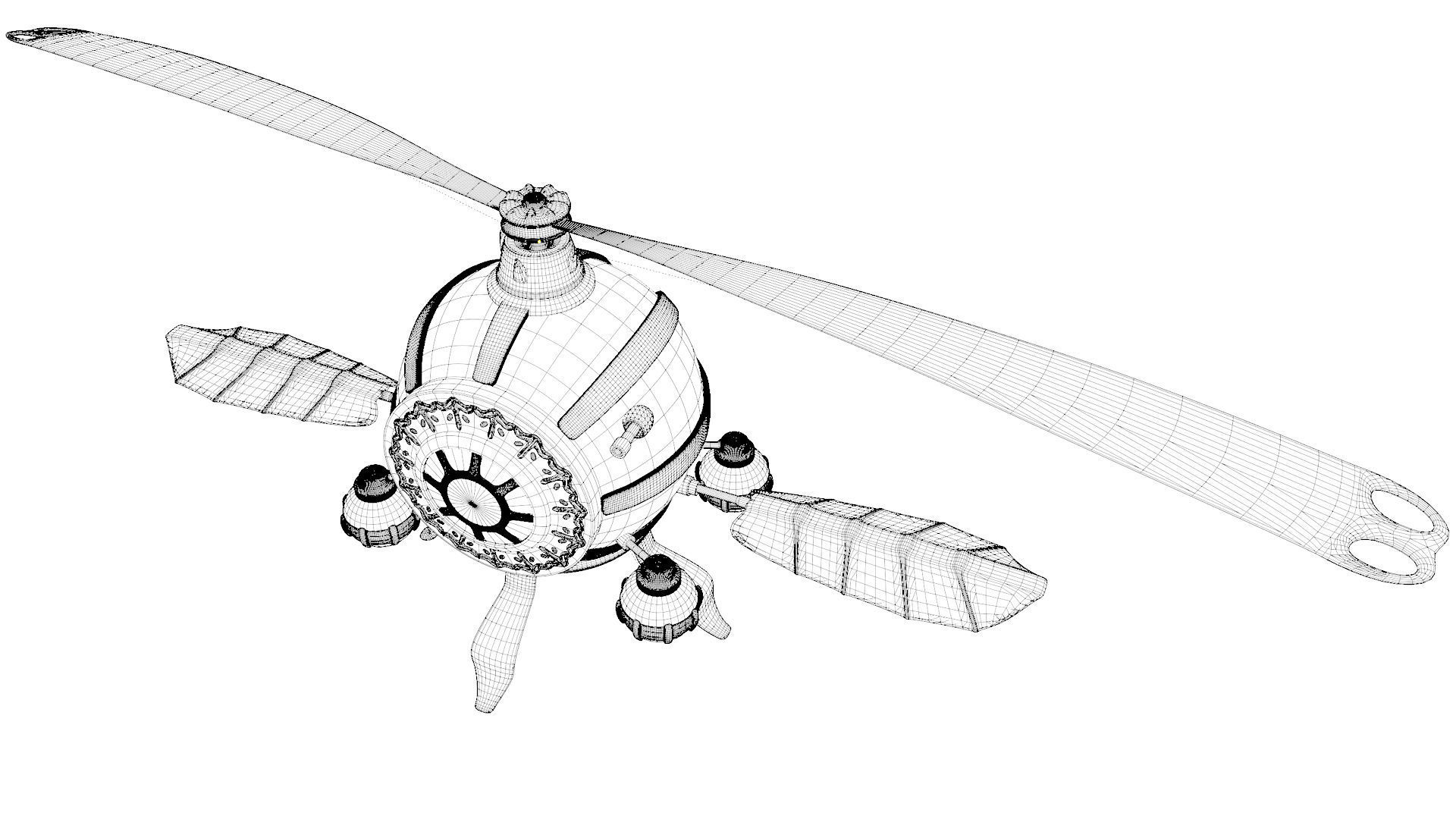 3D Steampunk Helicopter 3D model_6