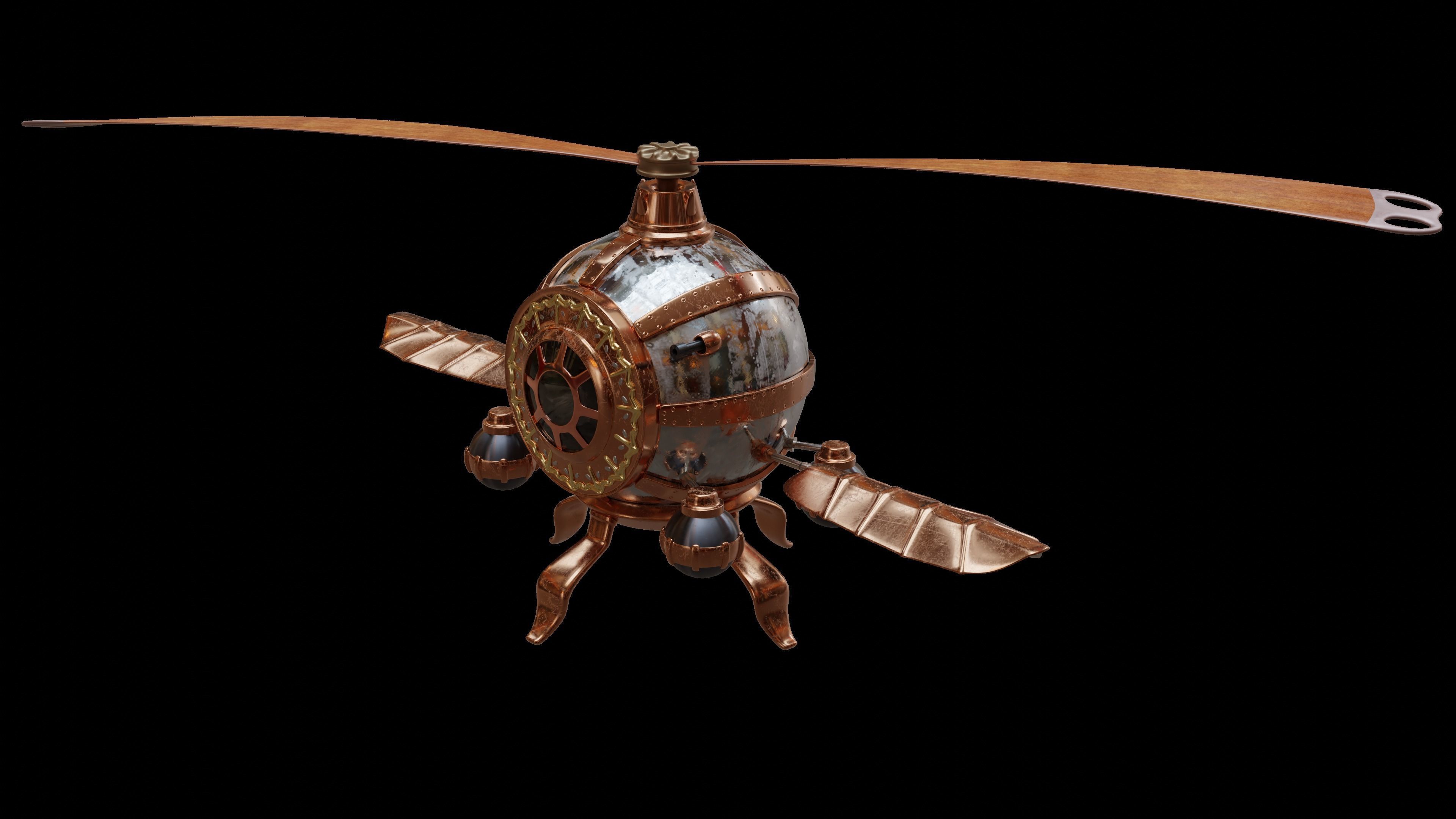 3D Steampunk Helicopter 3D model_1