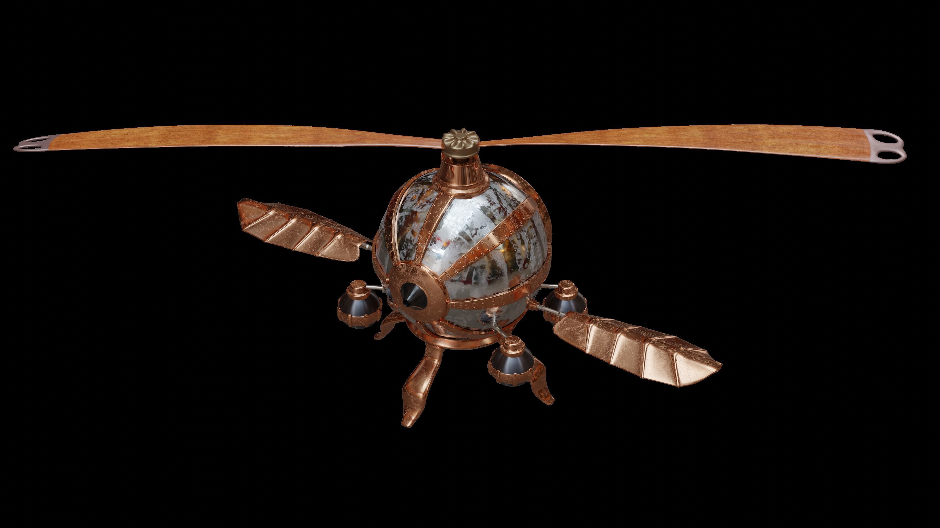 3D Steampunk Helicopter 3D model_3