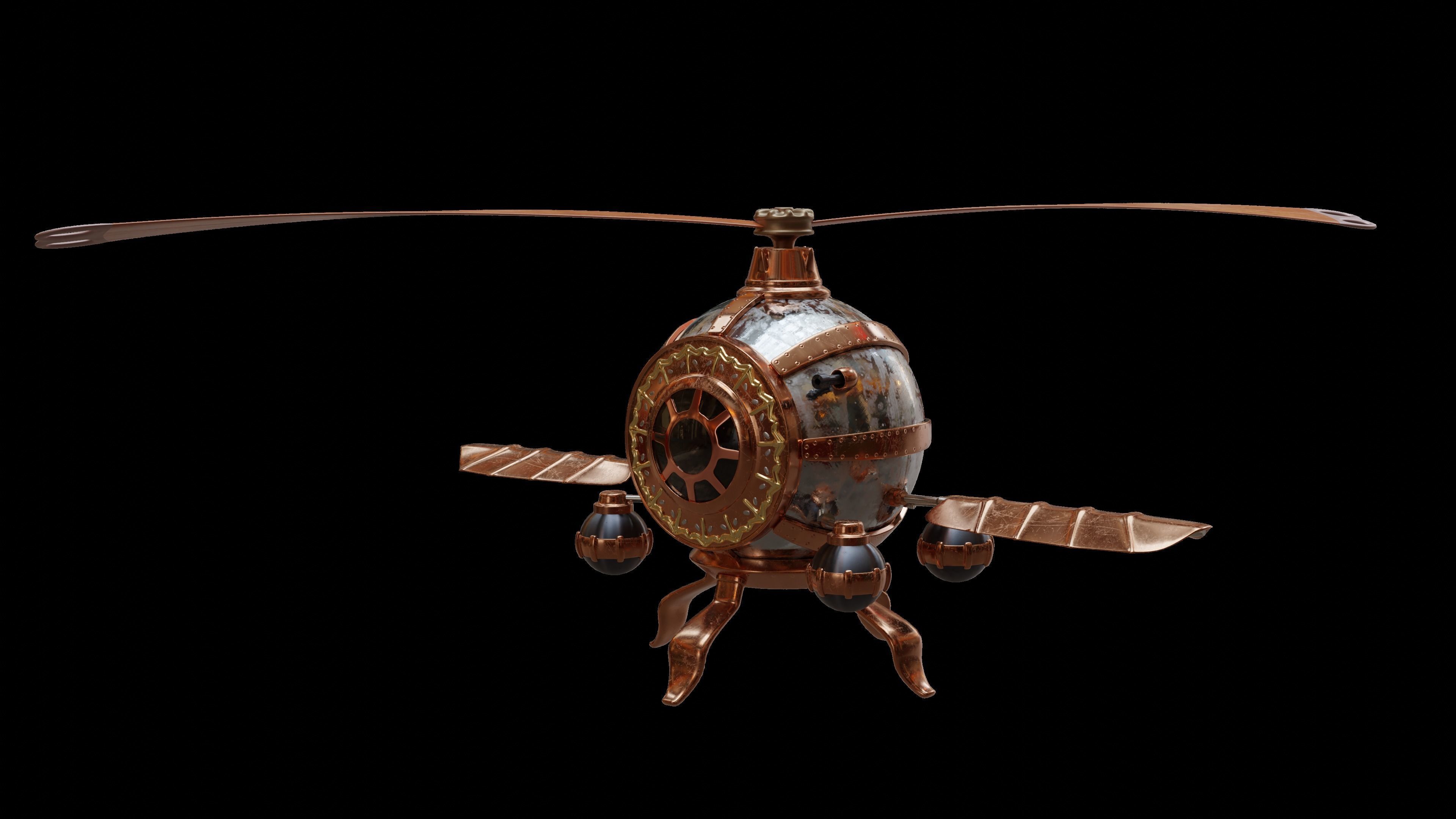 3D Steampunk Helicopter 3D model_5