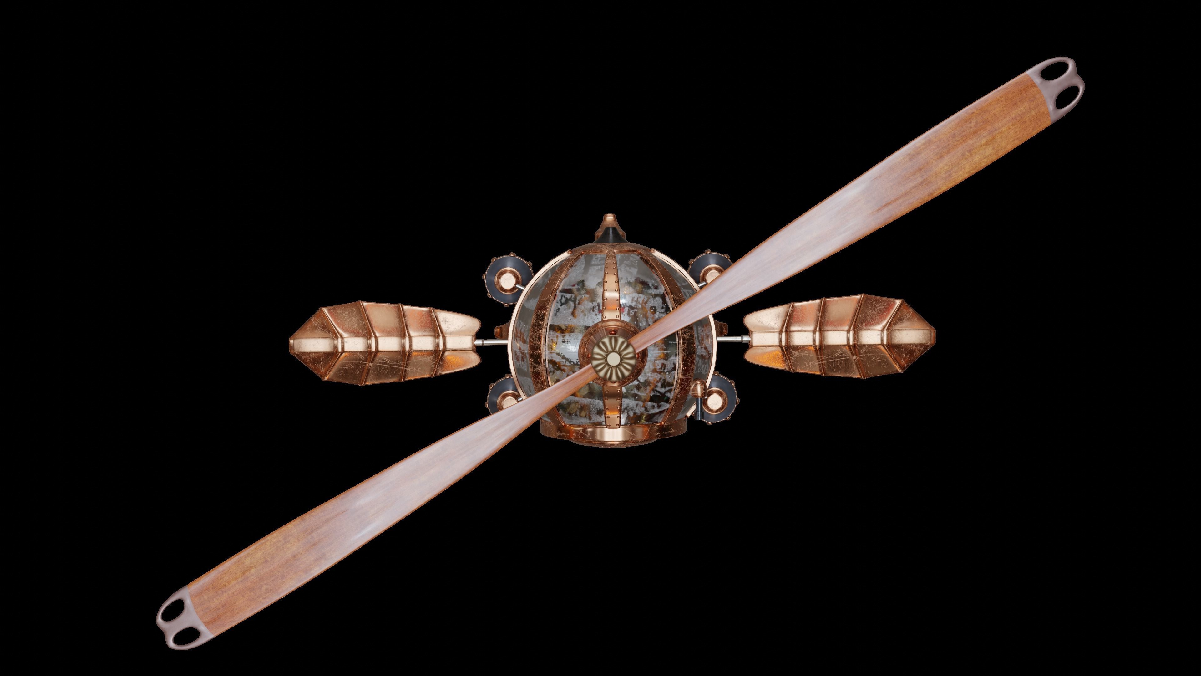 3D Steampunk Helicopter 3D model_2