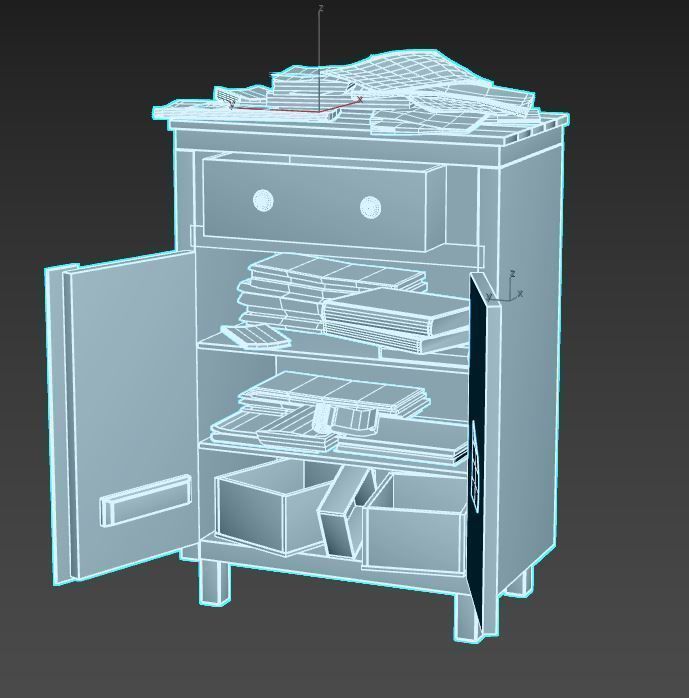 Old Cabinet With Books 3D model_16