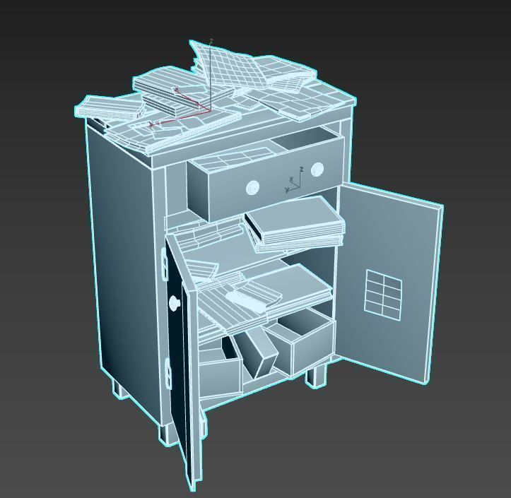 Old Cabinet With Books 3D model_17