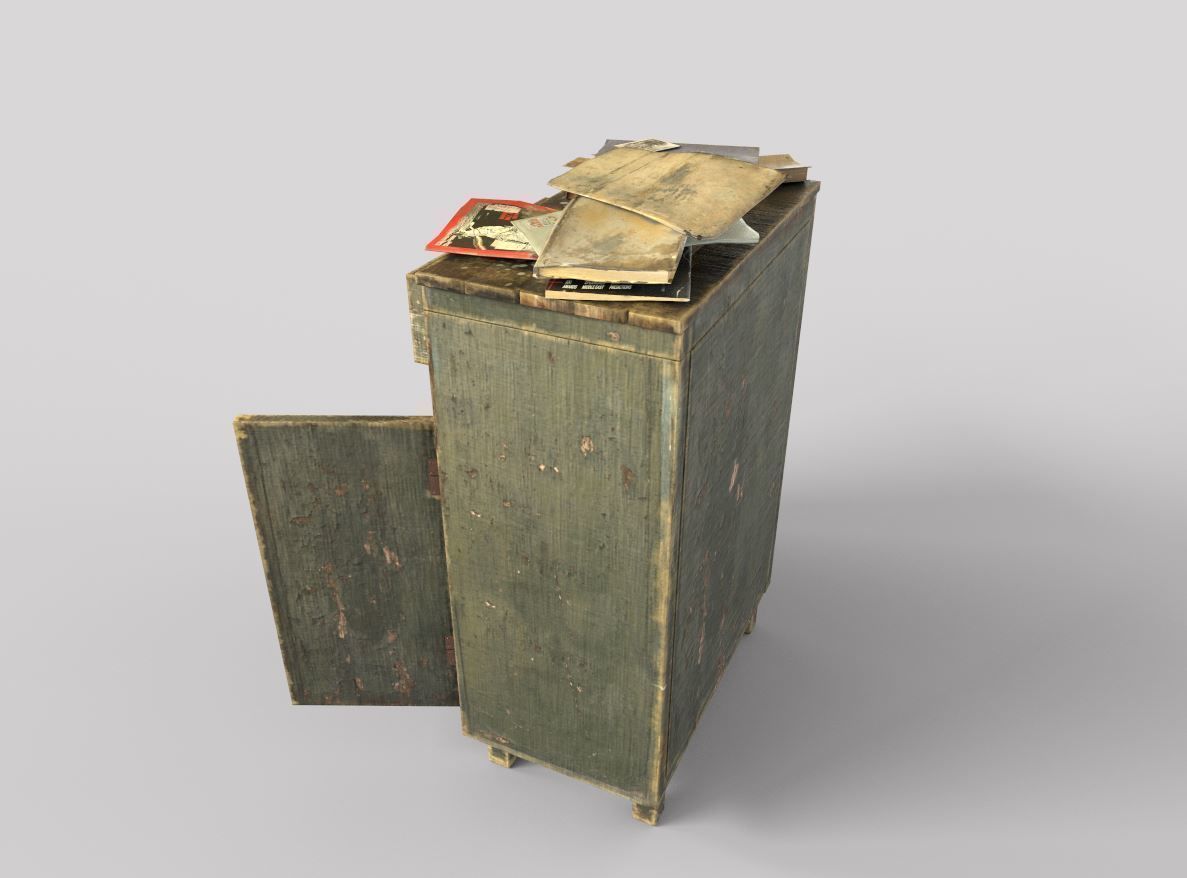Old Cabinet With Books 3D model_12