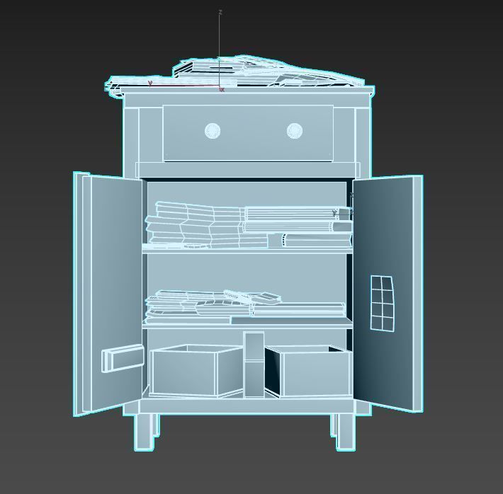 Old Cabinet With Books 3D model_14