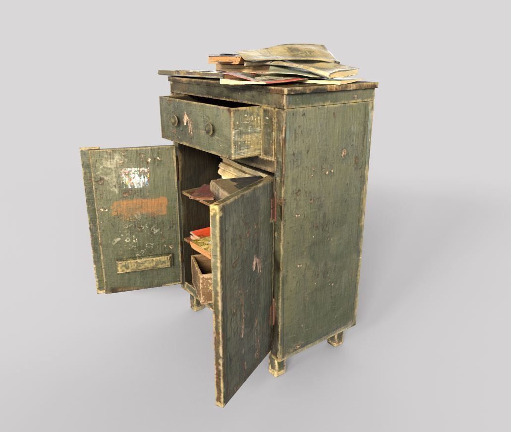 Old Cabinet With Books 3D model_8