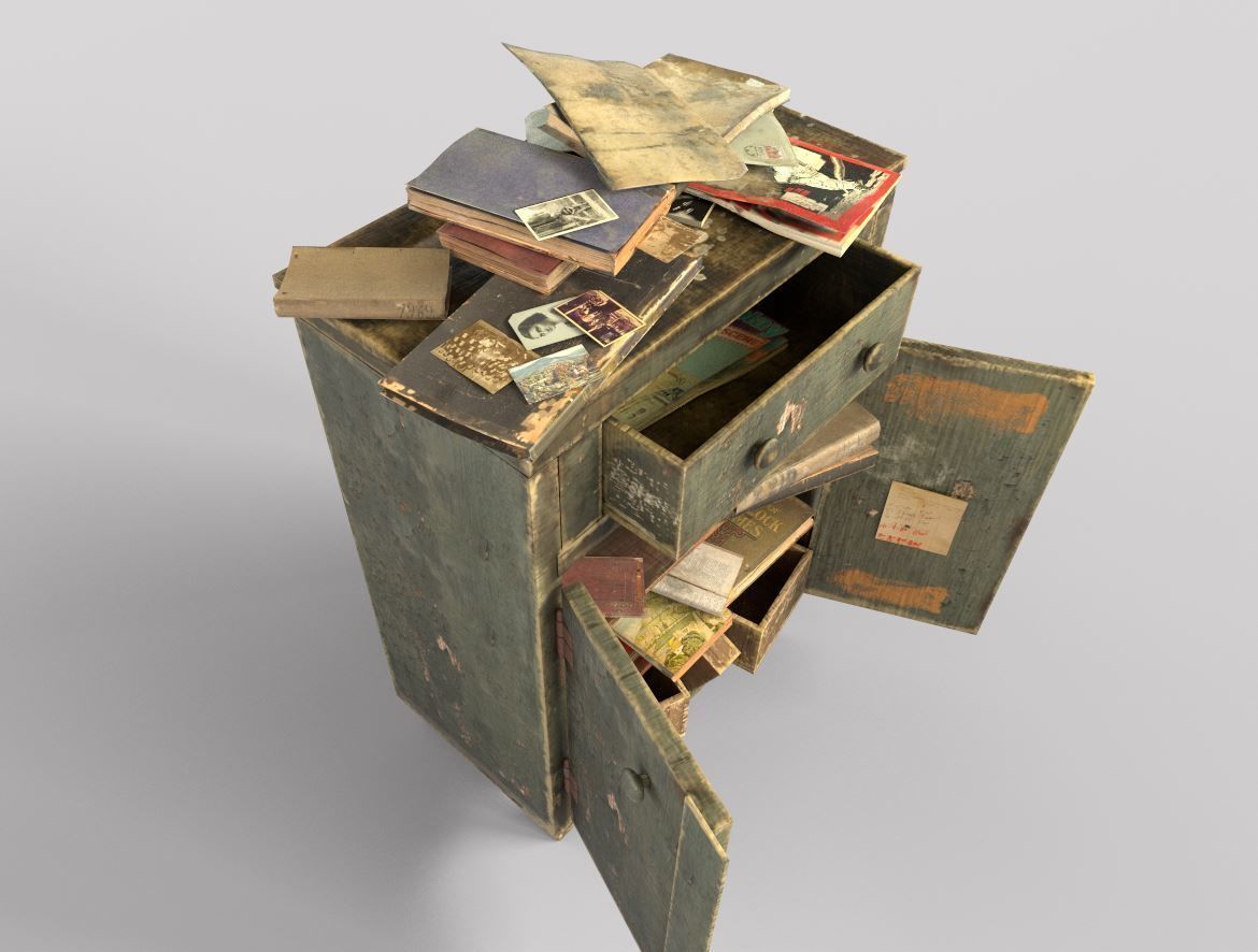 Old Cabinet With Books 3D model_11
