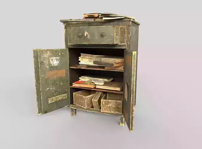Old Cabinet With Books