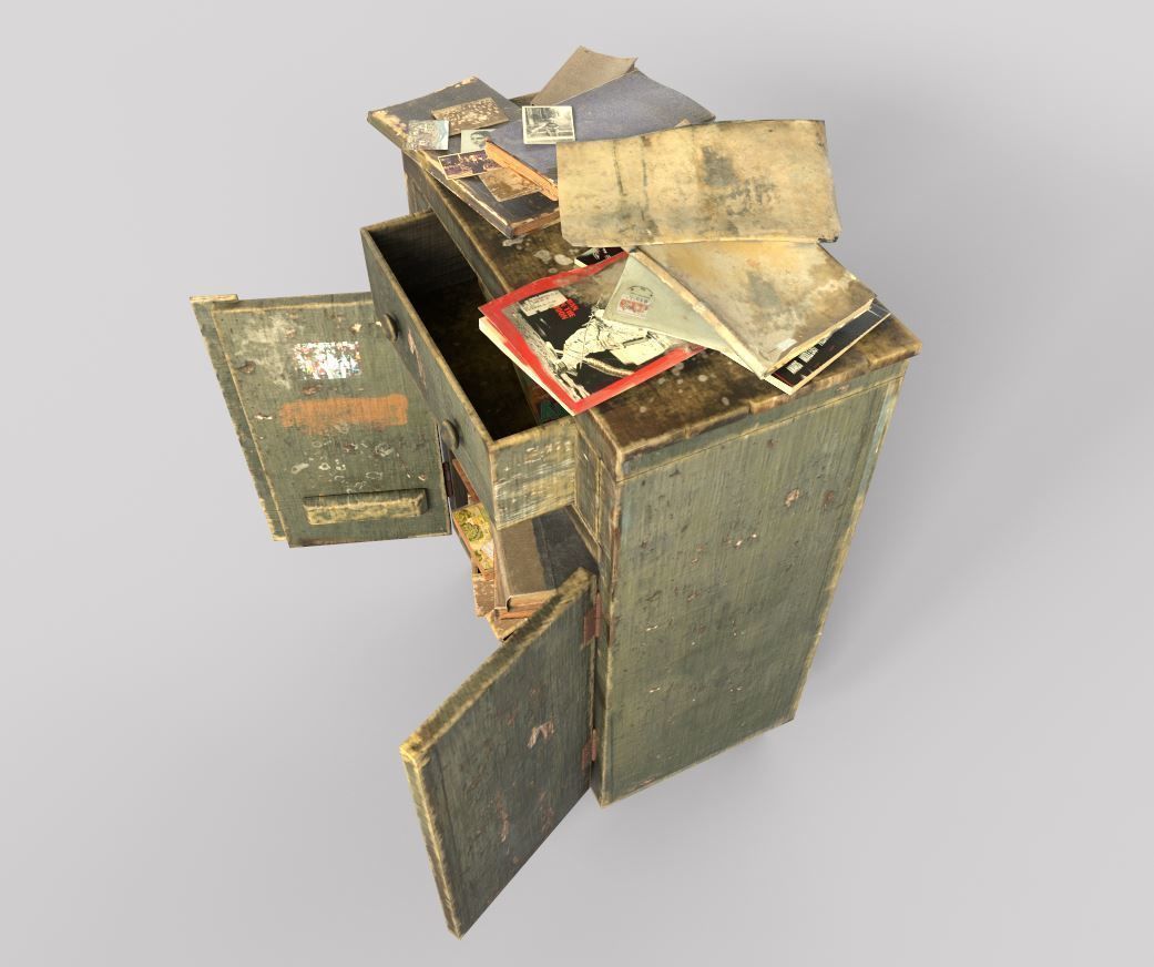 Old Cabinet With Books 3D model_5