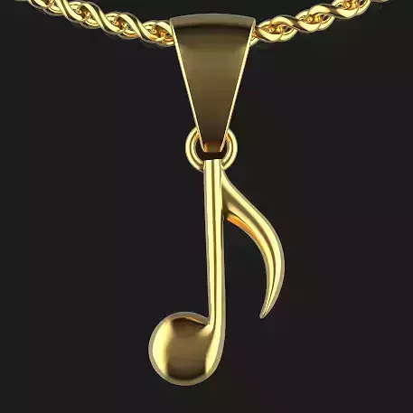 Musical Note Necklace pendant Silver Gold  Print