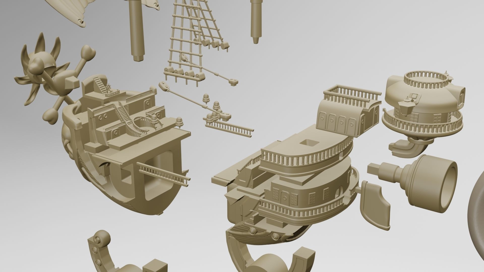 One Piece - Thousand Sunny 3D Printable 3D print model_11